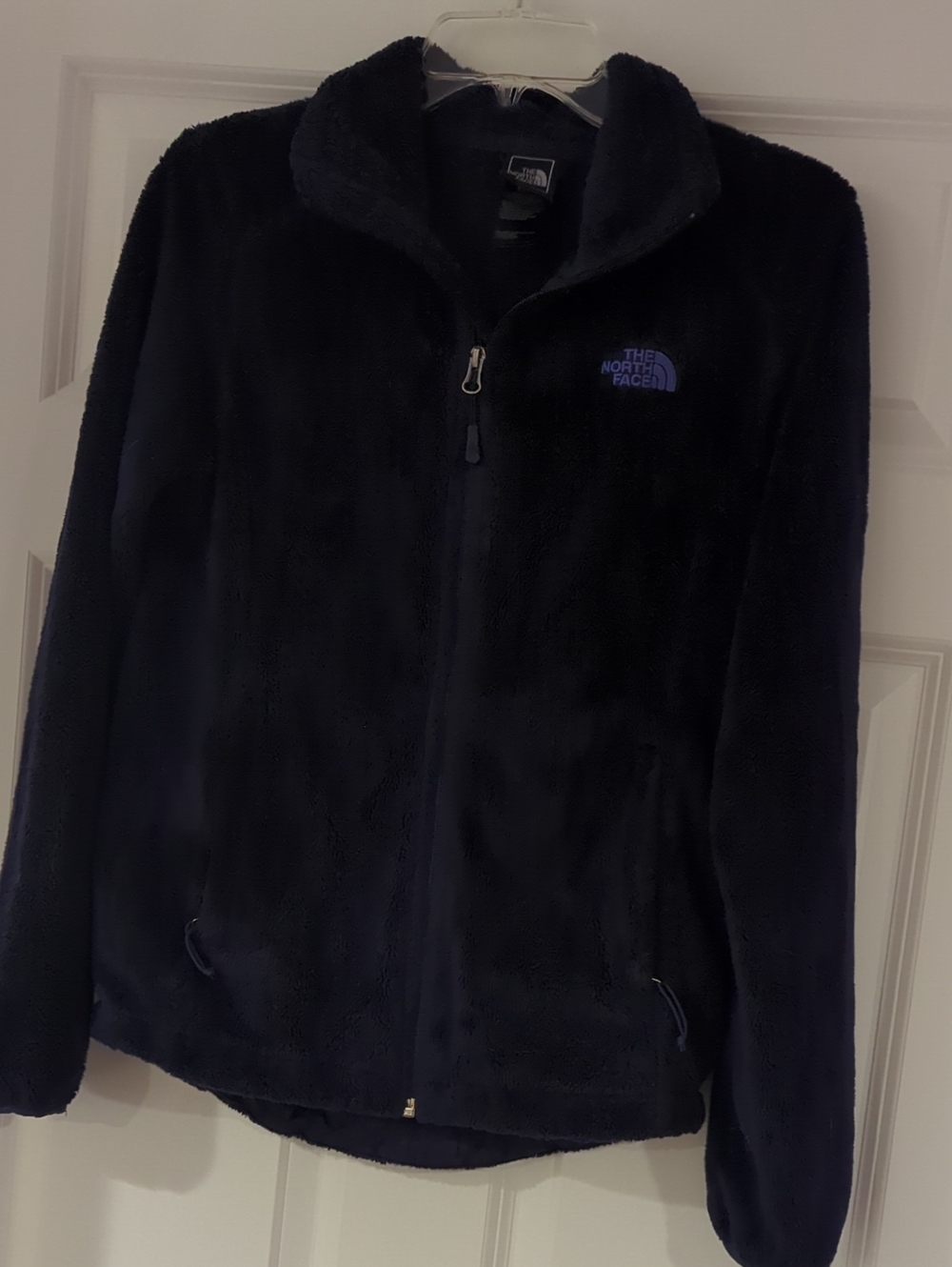 The North Face Women's Deep Purple Teddy Fleece Jacket with Blue Logo
